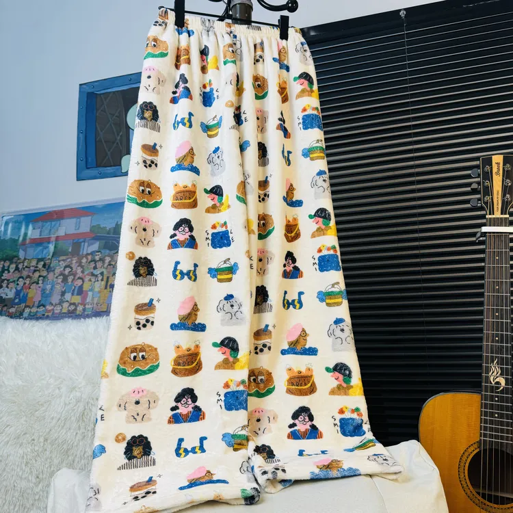 180高个子加长版秋冬遛弯裤法兰绒家居宽松裤可爱卡通珊瑚绒睡裤