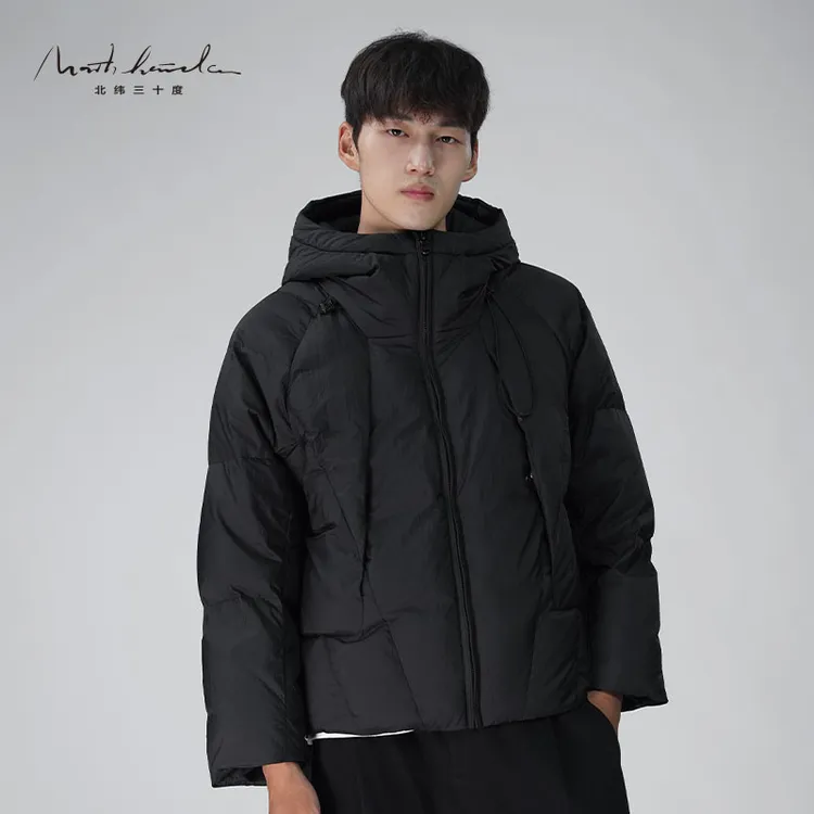 北纬三十度男士25年冬季休闲连帽保暖百搭户外时尚解构羽绒服