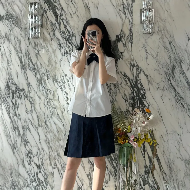 春夏休闲校服气质学院风泰式学生宽松短袖学生校服衬衫
