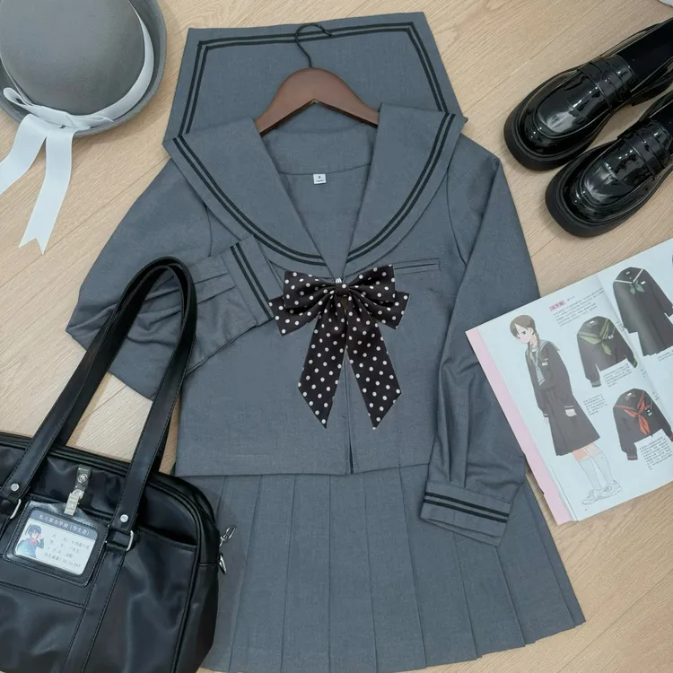 初田町JK制服水手服灰二本正版可爱日系正统学院风套装女士学生