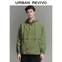 UR2025秋季新款男户外休闲超宽松连帽抽绳罩衫衬衫UMM250049