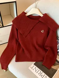 【秀宝女装】高级感软糯翻领针织毛衣XB3926