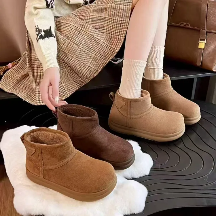 小敏家 小土豆厚底加绒雪地靴 韩版卡皮巴拉一脚蹬时尚百搭棉鞋