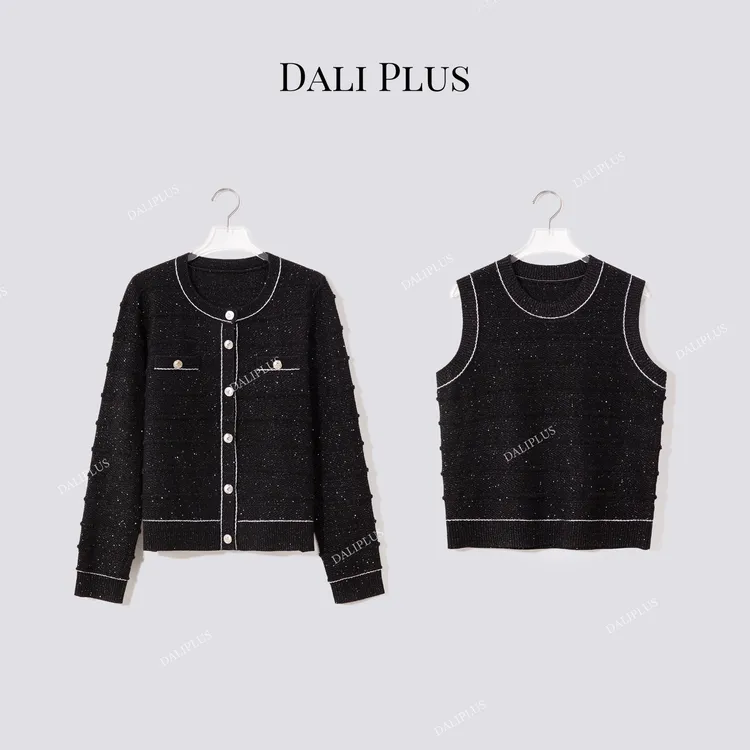DALI PLUS“香风闪闪针织套装”星空系列背心+针织开衫-D5CH5155
