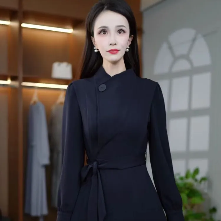 新款法式秋季高级感气质掐腰显瘦百搭女连衣裙M-4XL