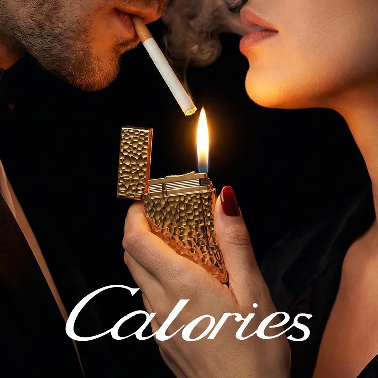 calories镀金版手工碎碎冰男士纯铜充气朗声打火机适合送生日礼物