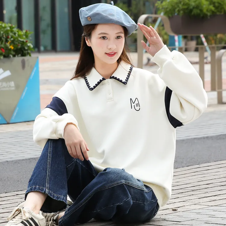 初中生卫衣女大童休闲运动风长袖上衣高中学生15岁春秋季宽松洋气