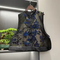 中式马夹复古盘扣传统改良丝绒花色女装气质宽松马甲6716