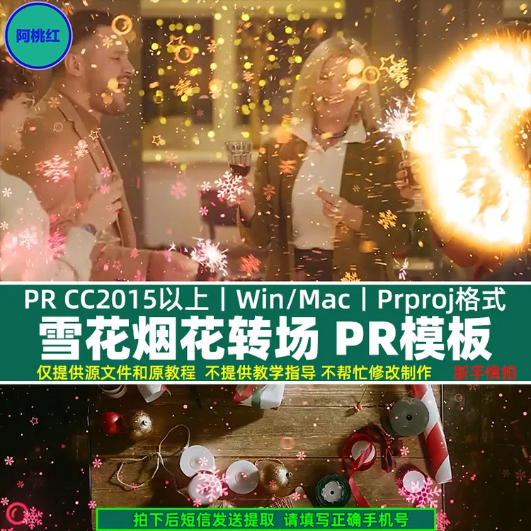 PR雪花烟花转场模板19个唯美漂亮新年圣诞魔法粒子转场过渡模板