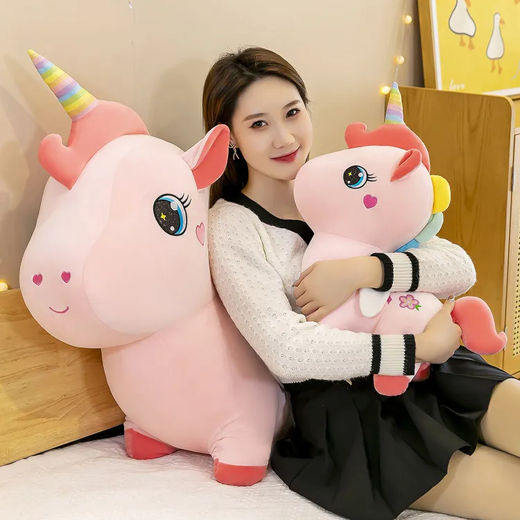 爆火新款七彩独角兽毛绒玩具生日礼物可爱玩偶布娃娃大号抱枕