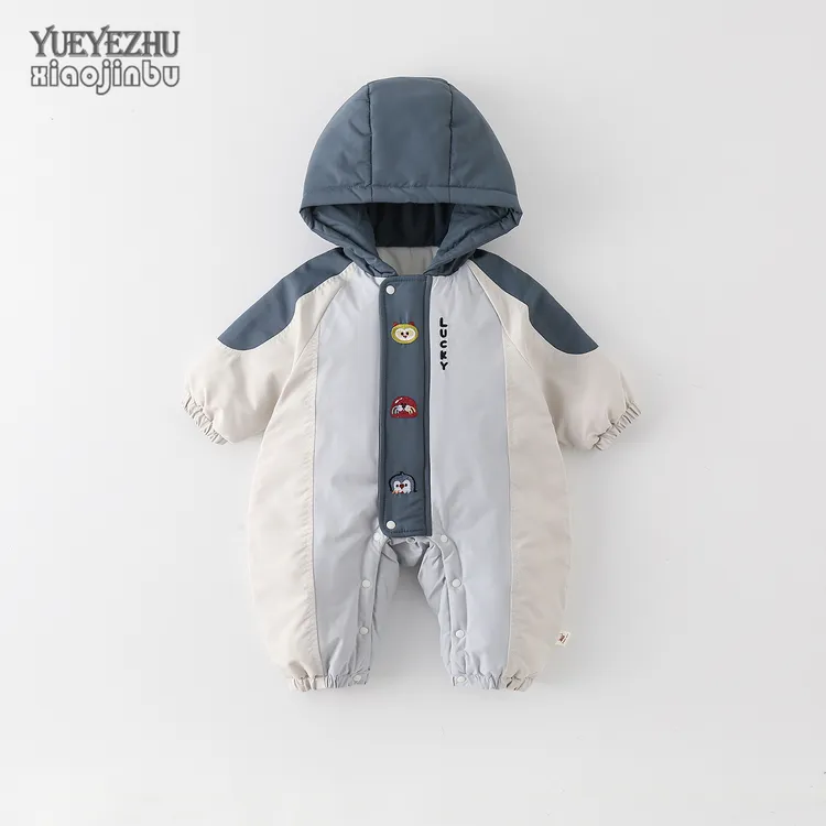 男宝宝秋冬装加厚棉服外出连体衣婴儿衣服冬季保暖冲锋衣韩版哈衣