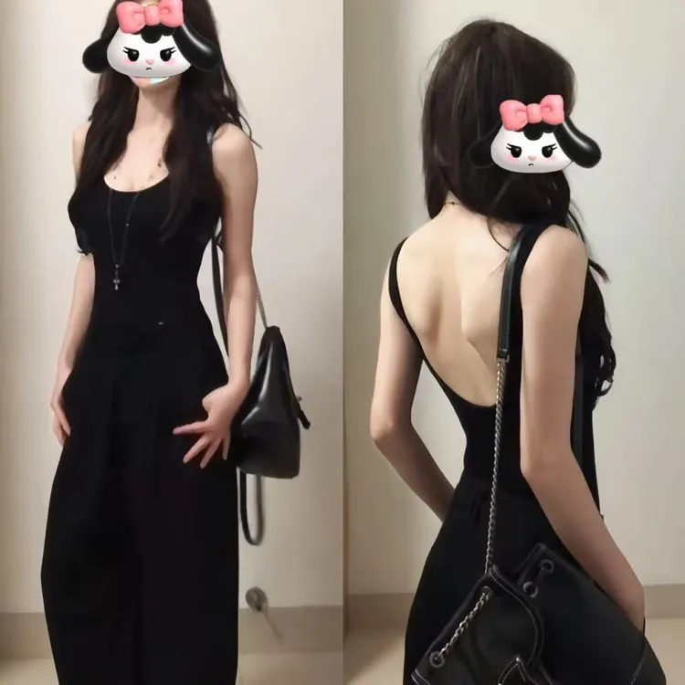 【带防滑条】美式露背吊带背心女夏外穿u型美背内搭打底带胸垫上衣