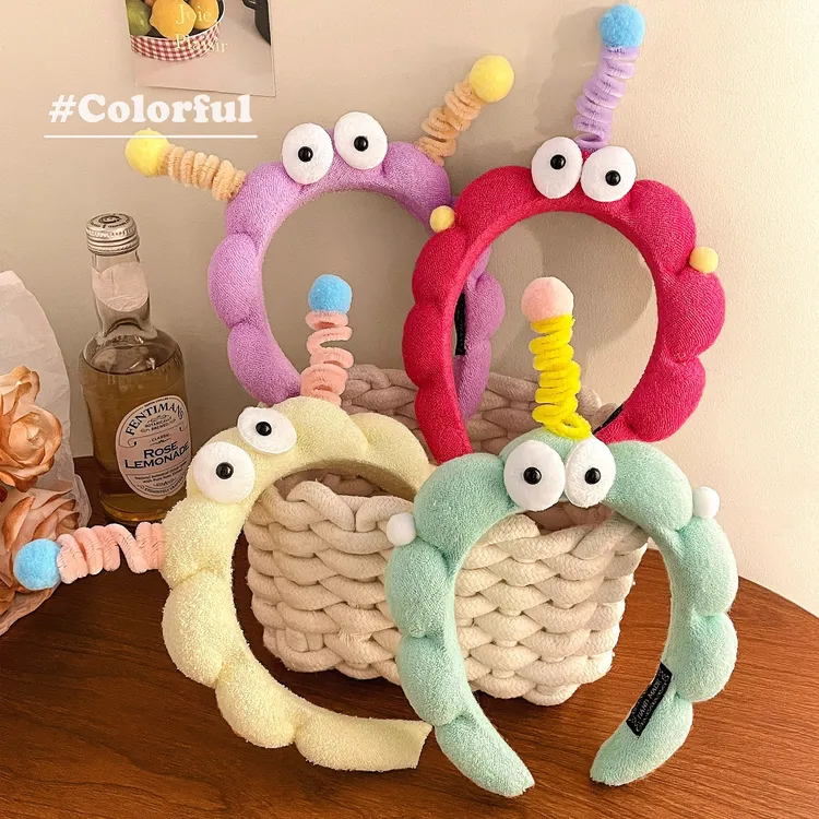 大眼睛趣味扭扭棒海绵发箍女可爱搞怪压发饰头箍洗脸防滑发卡头饰