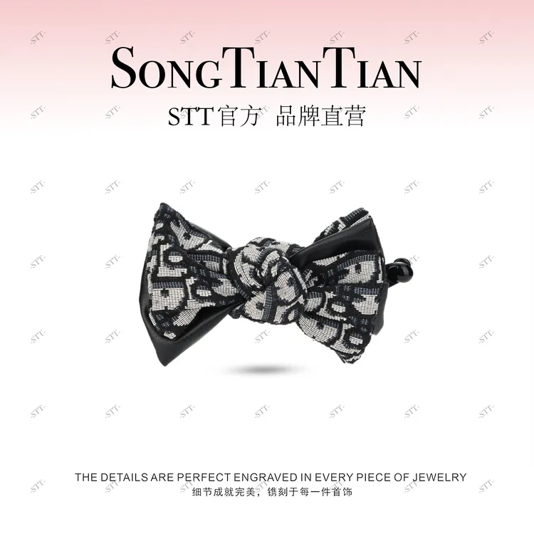 【STT】韩版11cm东大门黑白蝴蝶结香蕉夹089-010