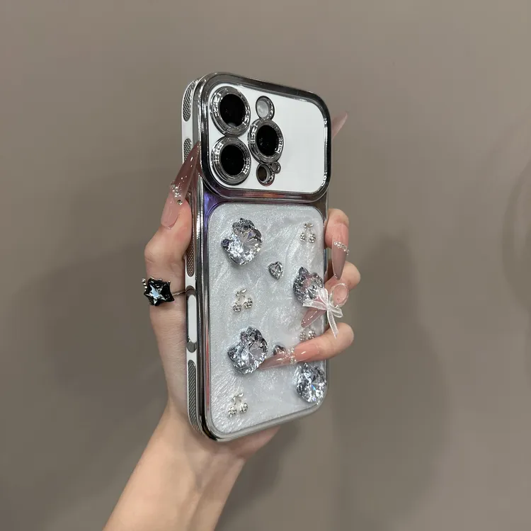 滴胶钻石kt猫适用苹果16promax手机壳立体iPhone15奢华14时尚13潮