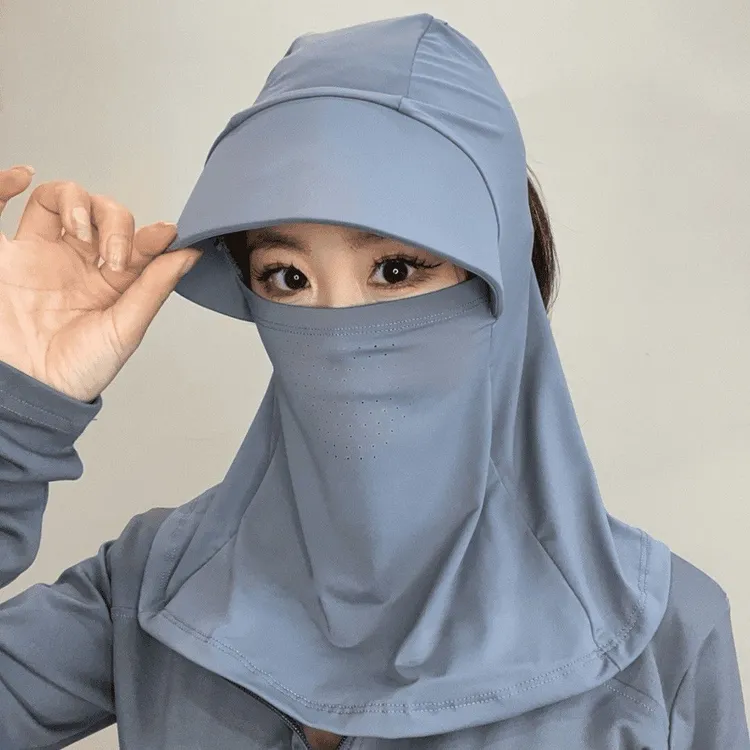 夏季紫外线骑行面罩防晒户外全脸遮阳帽护颈子女冰丝透气轻薄男女商品图