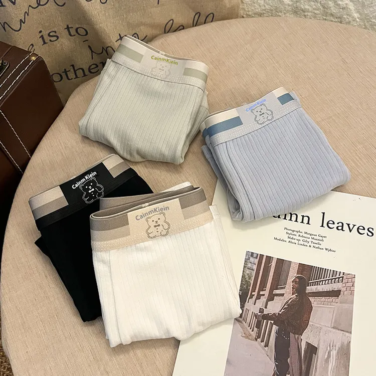 透气平角裤条纹中腰男95%棉平角内裤内裤时尚舒适薄款保暖简约