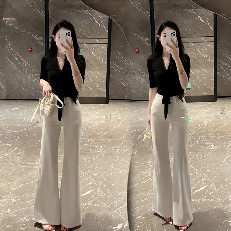 黑色高级感上衣女人味2025夏日穿搭一整套今年流行漂亮时尚套装裤