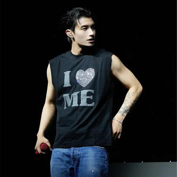 MOONWAV iloveme发泡印花爱心烫钻短袖男女情侣装T恤夏季(m08897)