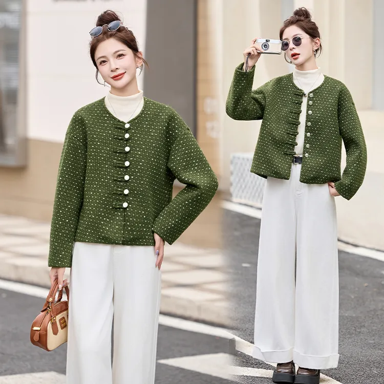 法式小香风毛呢外套女2025年秋冬新款高级感气质复古盘扣短款上衣