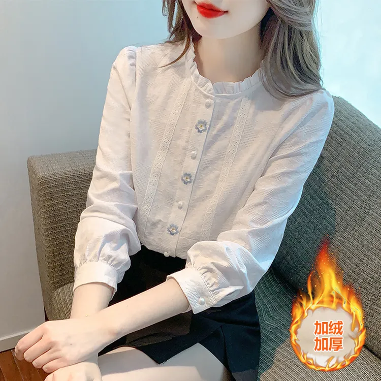 法式立领衬衫女设计感小众春秋2025年新款宽松遮肚打底衫气质上衣