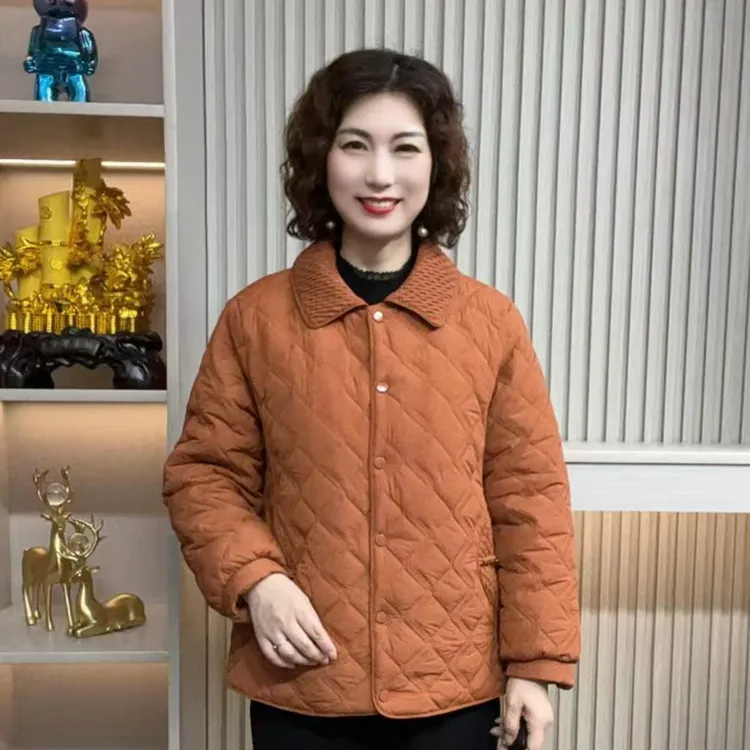 妈妈装流光风流行时尚潮牌女装宽松冬装加绒加厚外套休闲百搭长袖