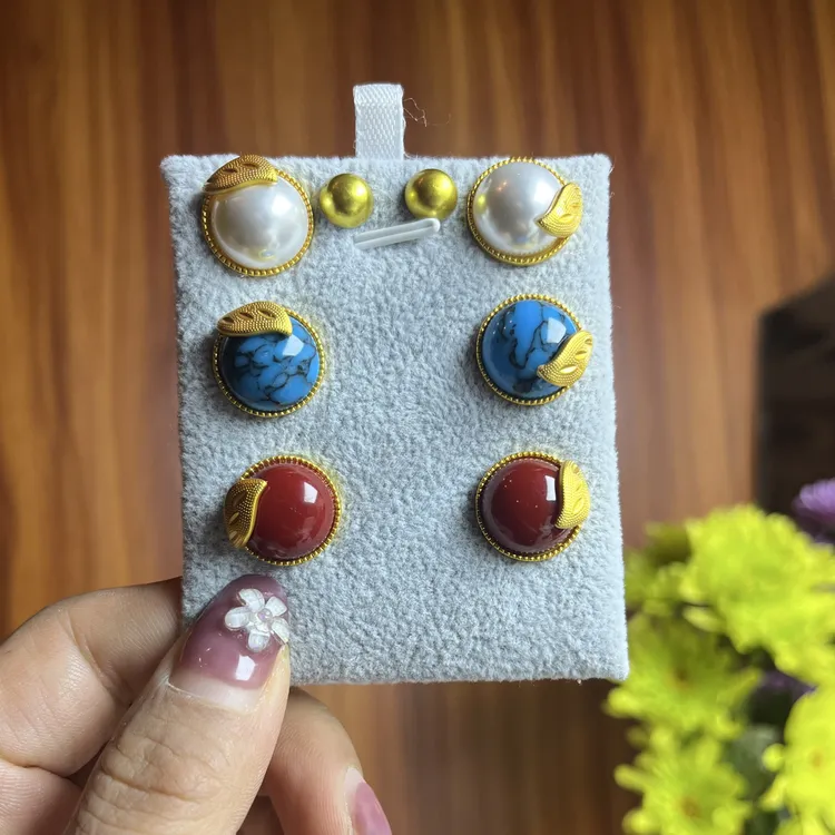 铜合金大理石项链 铜合金耳钉四件套