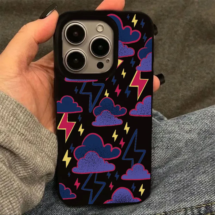 雅天立紫色乌云闪电适用iPhone15苹果16promax/13手机壳14果冻12