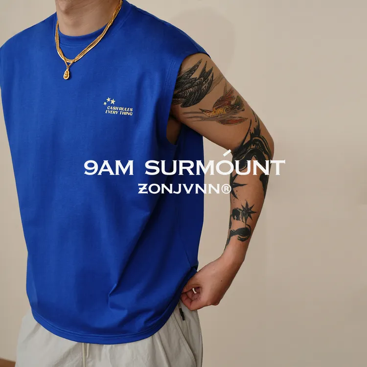 ZONJVNN坎肩背心运动透气印花背心夏季无袖美式男款休闲舒适百搭