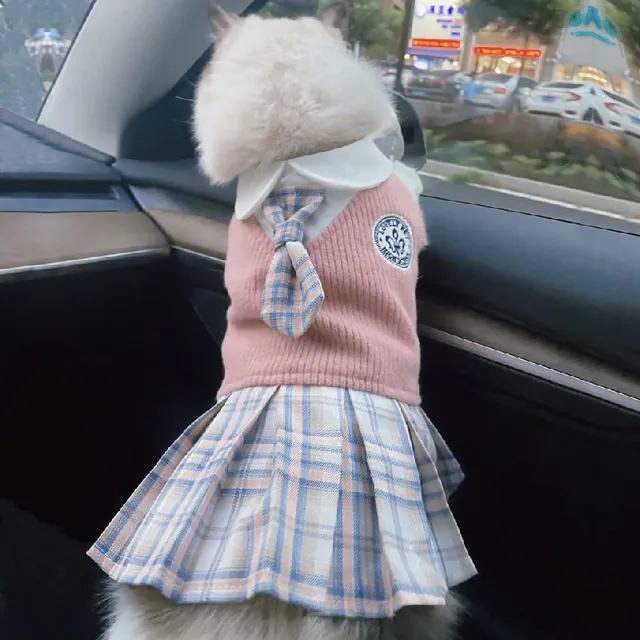 猫咪衣服可爱JK学院风宠物小裙子秋冬保暖布偶英短夏季防脏防掉毛