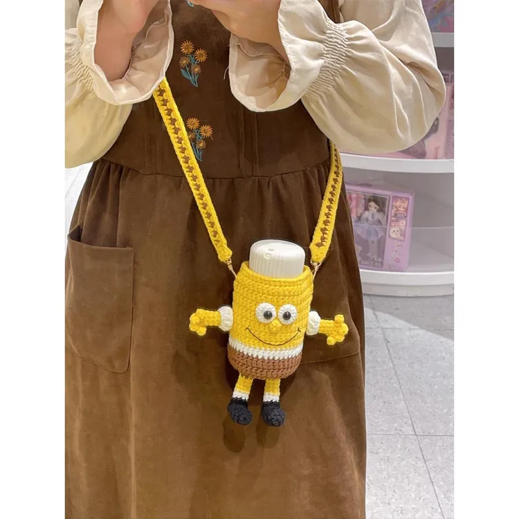 保温杯套编织diy材料包毛线钩针可爱海绵宝宝独眼仔送闺蜜礼物