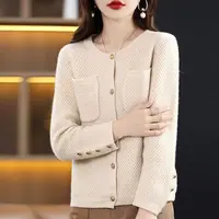 小香风100纯羊毛带兜开衫JR188