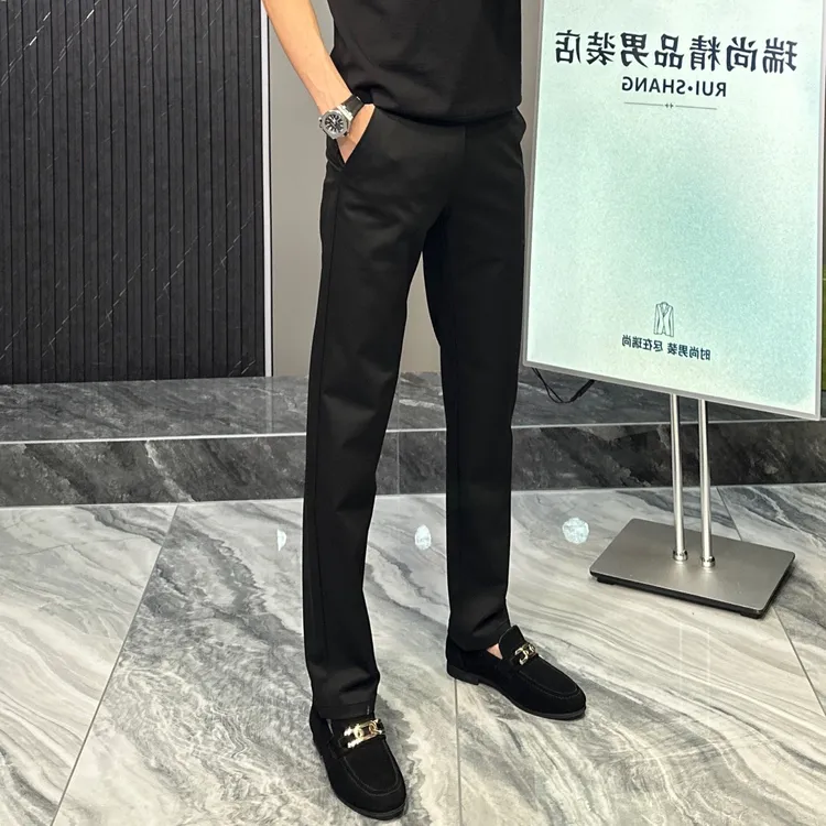 秋季新款高定轻奢休闲男裤抗皱耐洗免烫纯色百搭弹力修身高弹2524