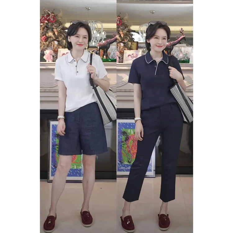 我是摩羯 奶芙Polo 丝芙珠地棉索罗娜时尚休闲夏季短袖上衣