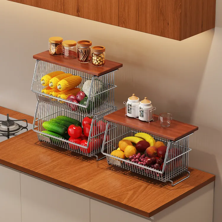 厨房多层台面收纳置物架304不锈钢多功能蔬菜架家用调料储物架子