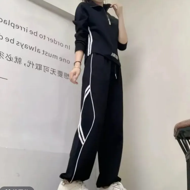 01秋季潮流百搭时尚长袖卫衣搭配卫裤套装