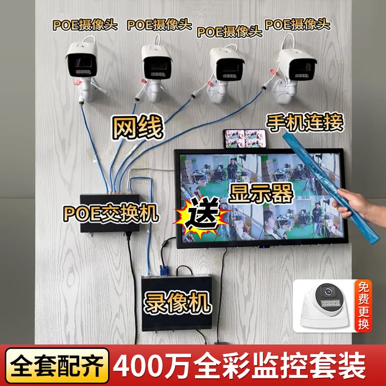 赛清大华威视监控设备套装有线监控店铺商用自建房家用摄像头全套