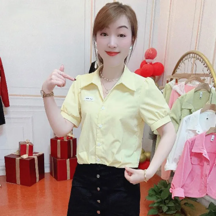 时尚洋气短袖衬衫女2025年夏季新款设计感小众休闲百搭显瘦上衣潮