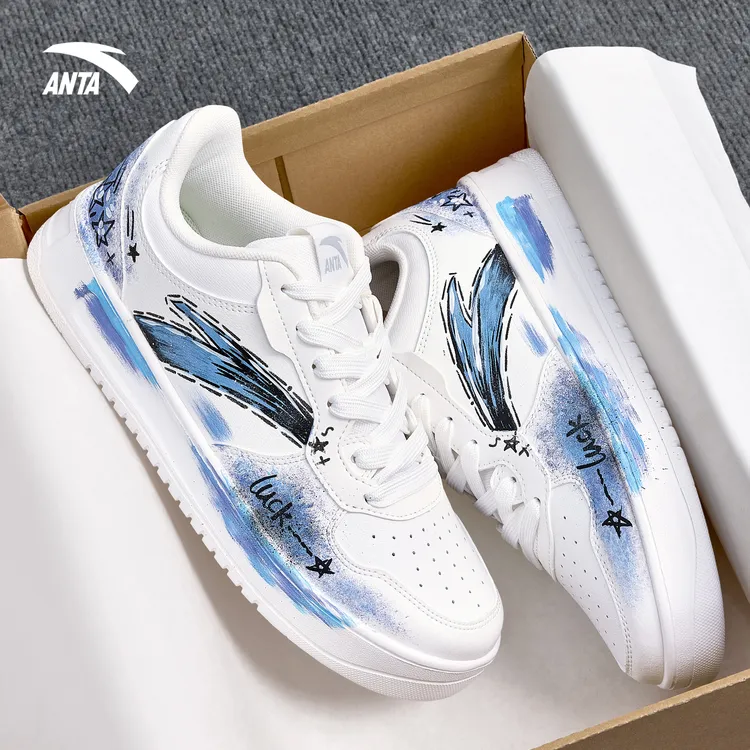 安踏男鞋板鞋diy手绘定制涂鸦小白鞋2025爆款正品百搭学生运动鞋