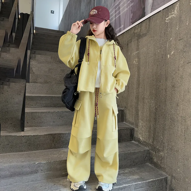 2025新款春秋季女童连帽外套两件套秋装中大儿童女孩休闲运动套装