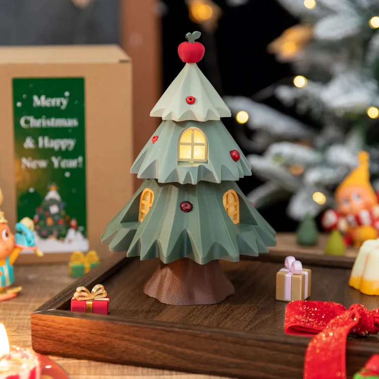 阿楹 创意迷你艺术圣诞树装饰小摆件客厅场景布置氛围灯儿童礼物