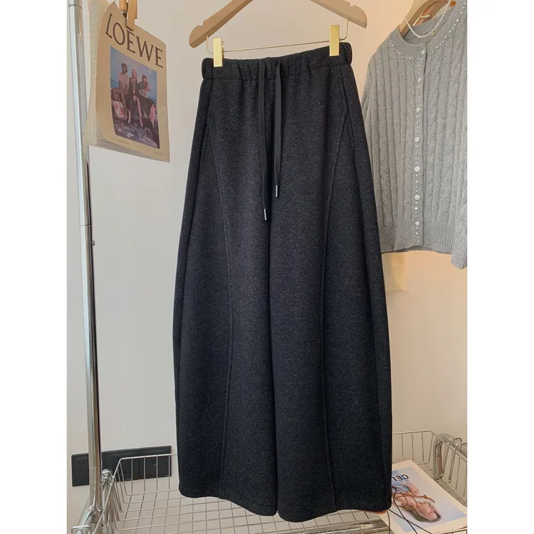 大码女装胖mm240斤高腰加绒宽松阔腿直筒裤女秋冬休闲弯刀梧桐裤