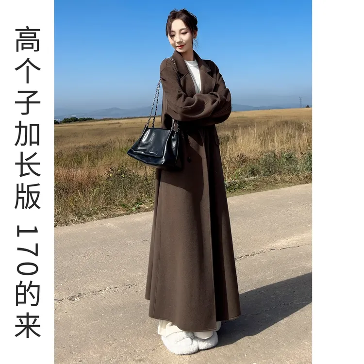 羊毛大衣女款2025新款气质年轻双面羊绒长款高个子毛呢外套高级感