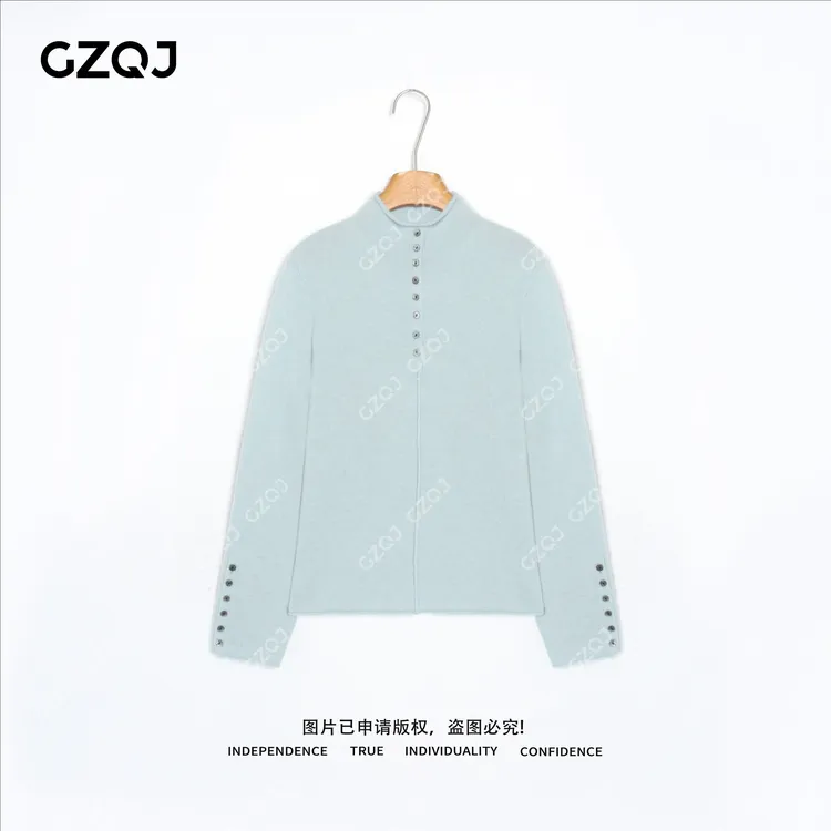 老琴私服【静谧时光】琥珀流光风绵羊毛兔毛半高领针织衫毛衣女0811