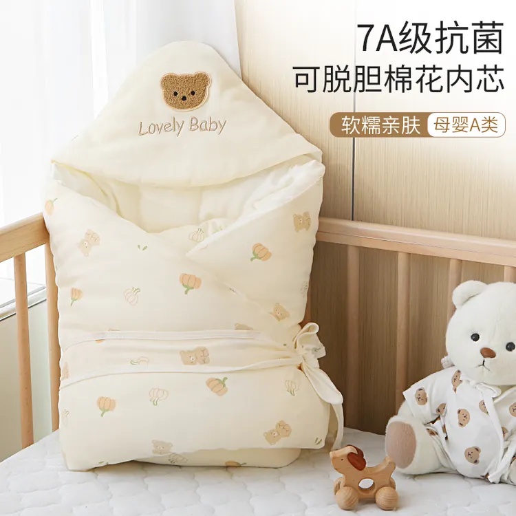 【棉花可脱胆】包被新生婴儿纯棉抱被初生秋冬厚款宝宝可水洗棉花被