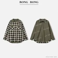 溶溶【文学腔调】RONGRONG 100棉极简风格纹两面穿衬衣外套25C8575