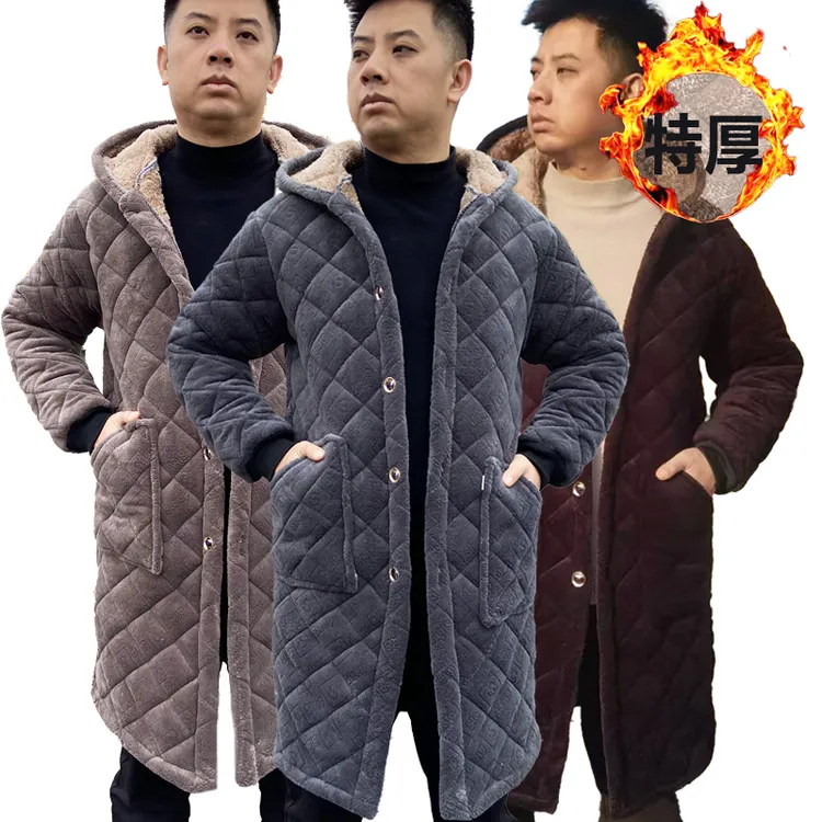 四川省服冬季加肥罩衣男士棉衣加绒加厚工作服装特厚罩衣长款棉服
