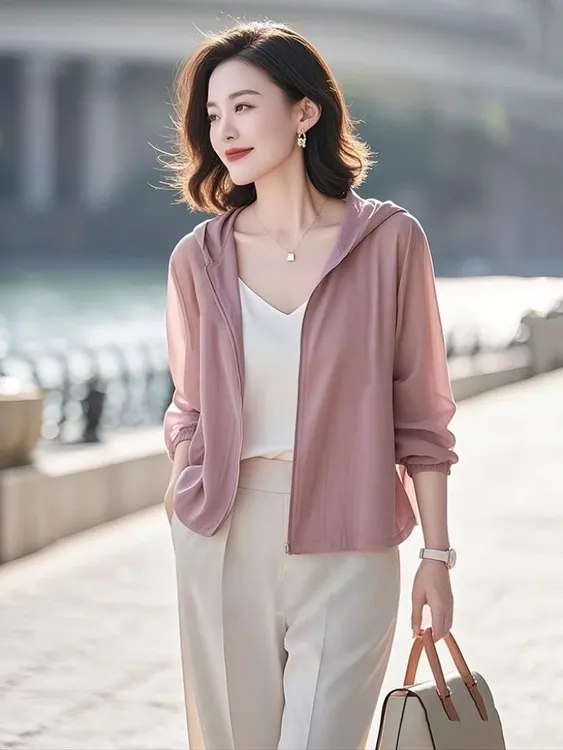 薄款超好看独特漂亮温柔风韩系粉灰色防晒开衫外套女2025春季新款