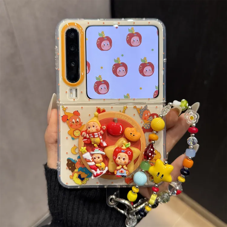 适用华为purax典藏版折叠屏手机壳PuraX可爱卡通人磁吸支架链条女