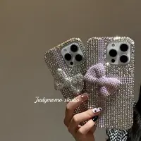 ins高级感少女礼物满钻蝴蝶结手机壳适用16promax苹果15/iPhone14